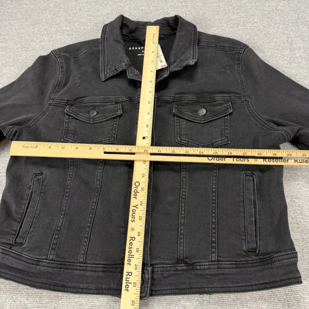 Aeropostale Mens Black Distressed Denim Trucker Jacket‎ XXL 7834-001 New